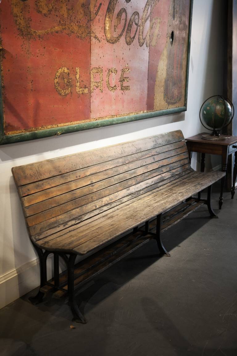 19th Century Maple or Cast Iron Train Station Bench at 1stDibs antique train station benches