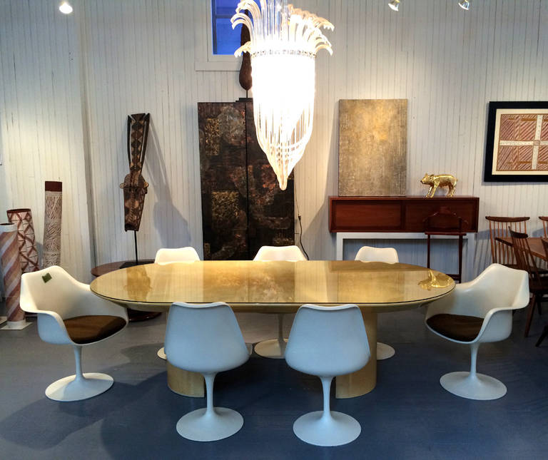 Large Lacquered Goatskin Dining Table by Karl Springer For Sale at 1stDibs goat skin table