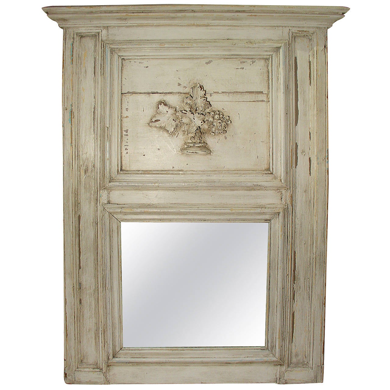 Antique French, Painted Trumeau Mirror from an 1860s French Boiserie at 1stDibs