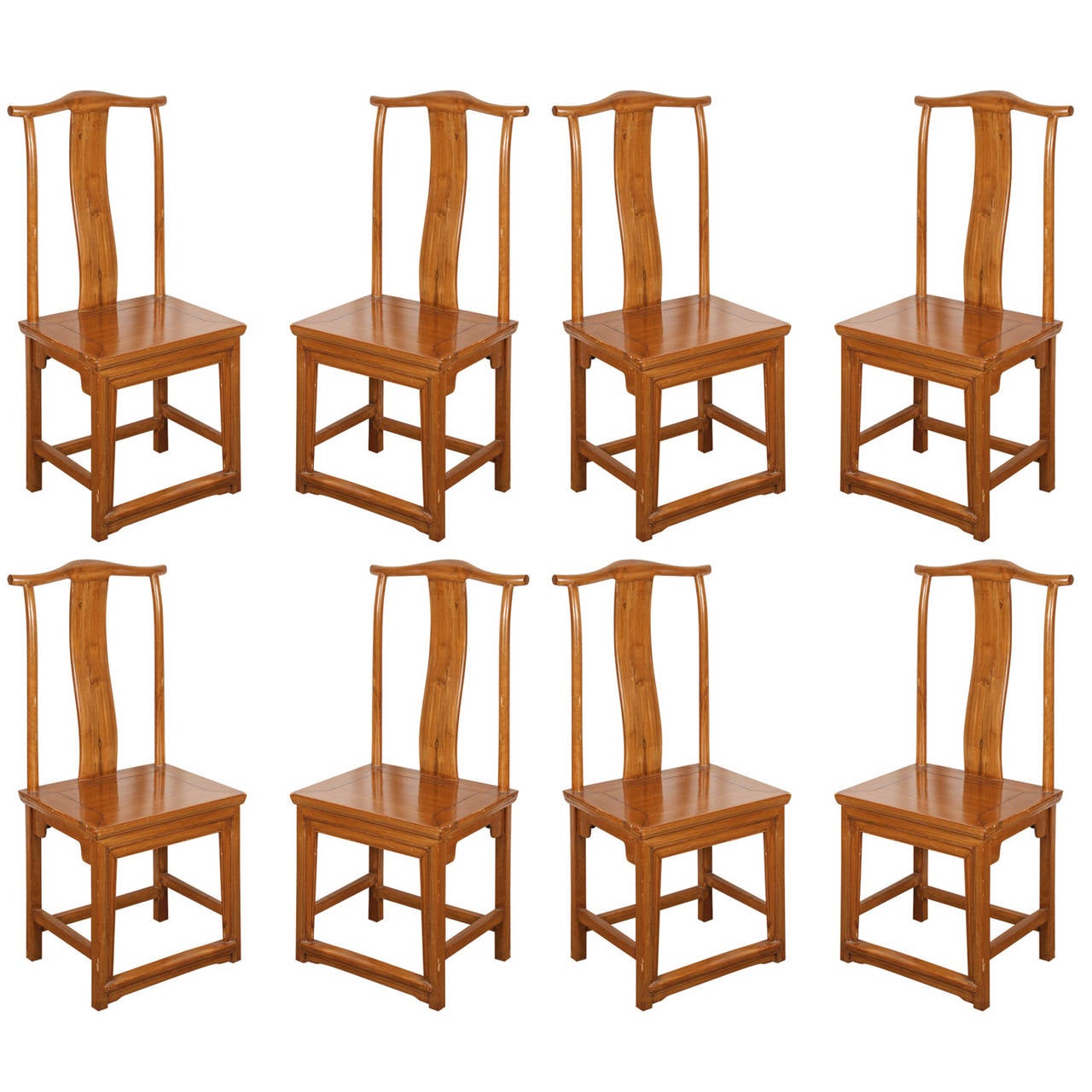 Set of Eight Vintage MCM Chinese Dining Room Chairs in Ming Style For