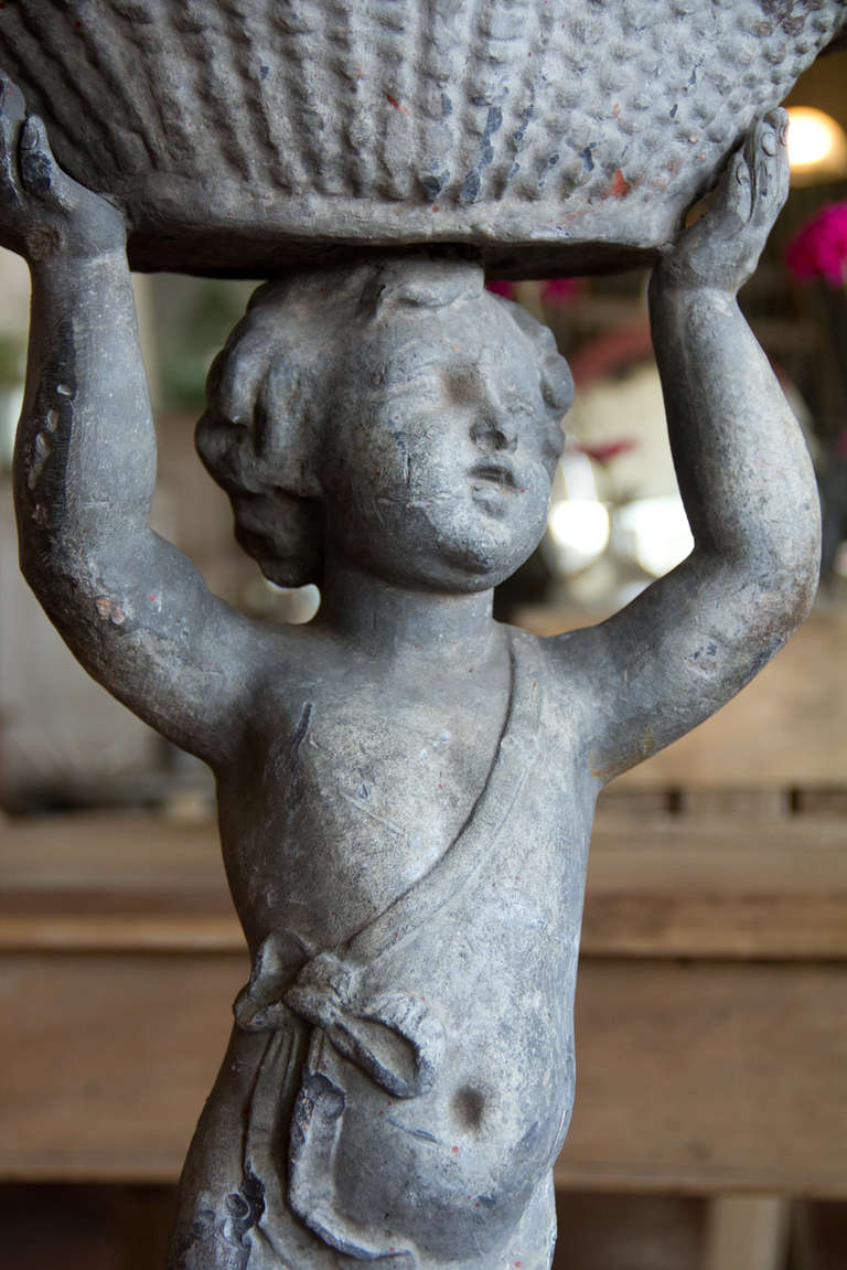 Charming Antique English Lead Putto Statue at 1stDibs