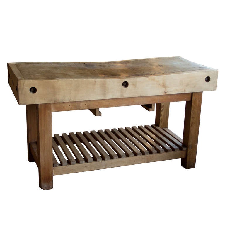 Vintage English Butcher's Block Table at 1stdibs