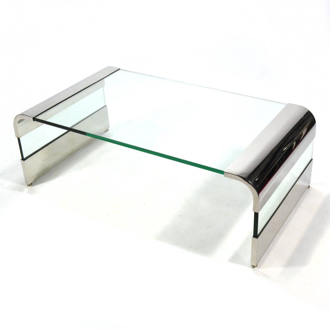 Leon Rosen Chrome and Glass Waterfall Coffee Table by Pace at 1stDibs