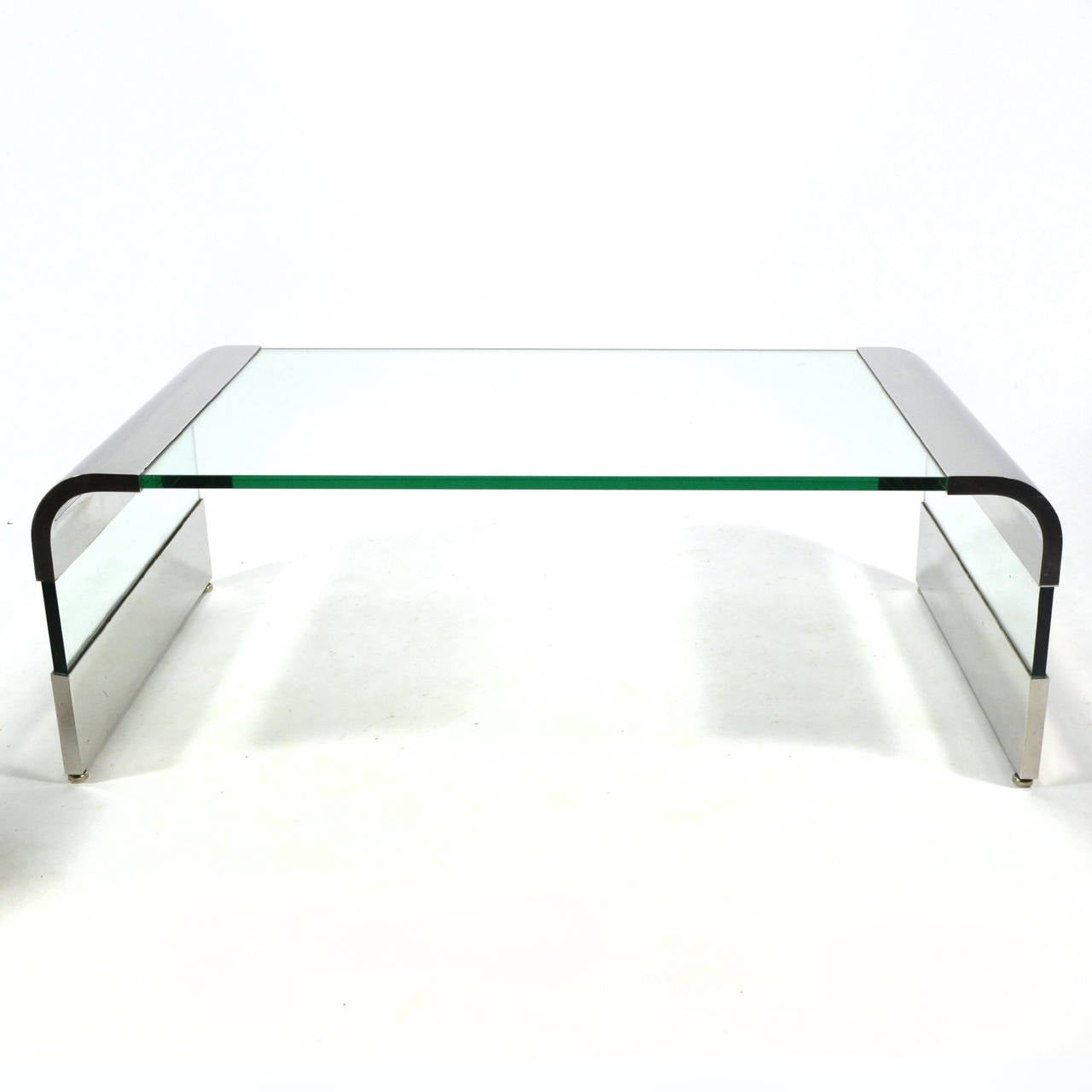 Leon Rosen Chrome and Glass Waterfall Coffee Table by Pace at 1stDibs