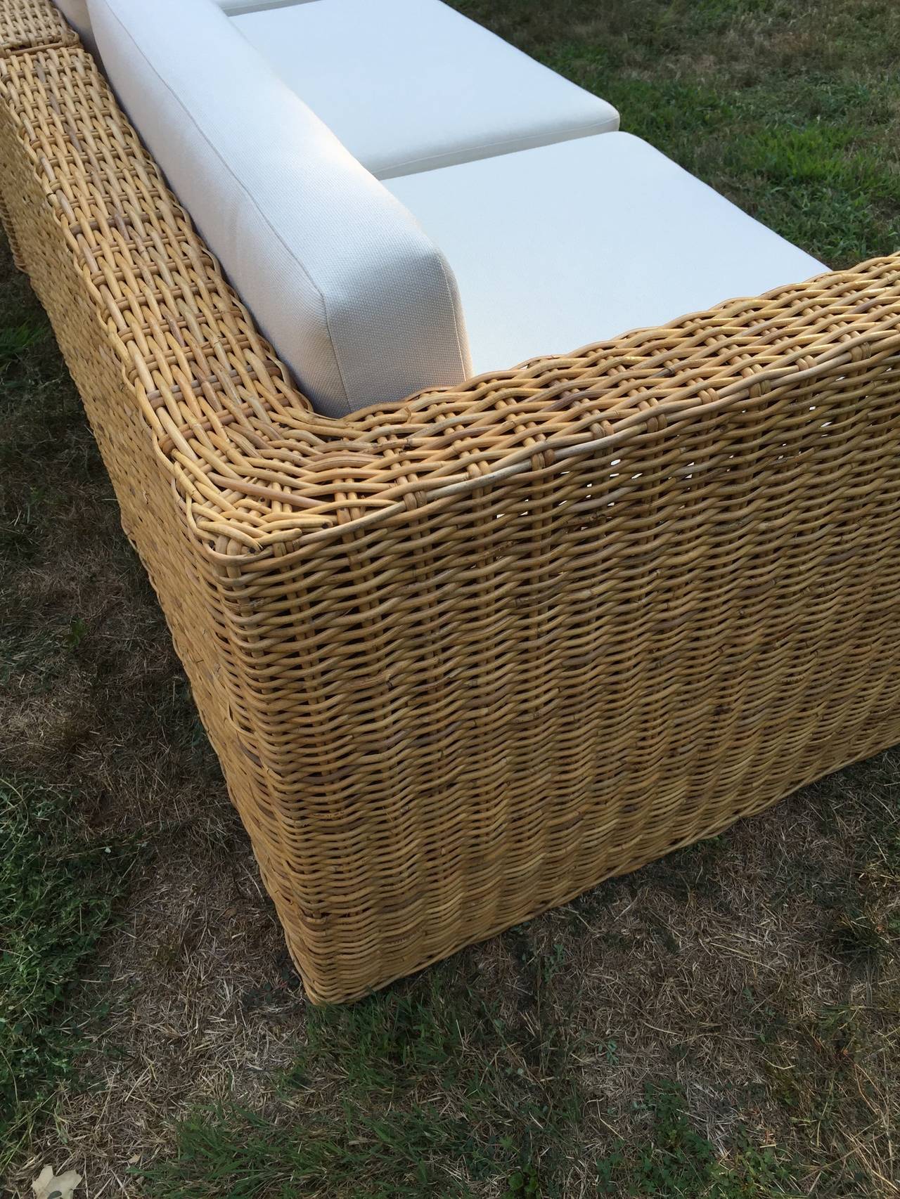 Michael Taylor Wicker/Rattan FivePiece Sectional Sofa and Chairs at