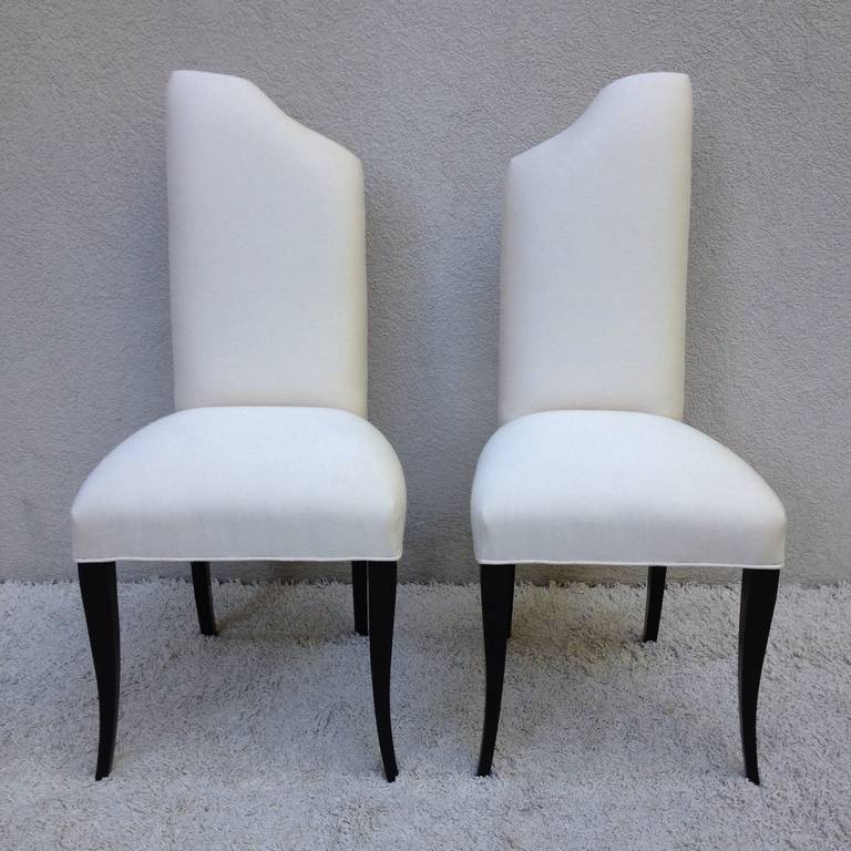 Pair of Elegant Hollywood Regency Side Chairs For Sale at 1stDibs