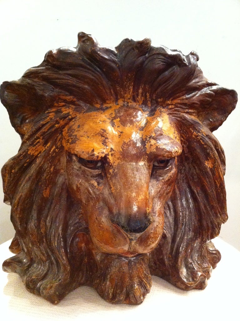 Pair ceramic bretby Lion planters" Estate Rock hudson" at 1stdibs