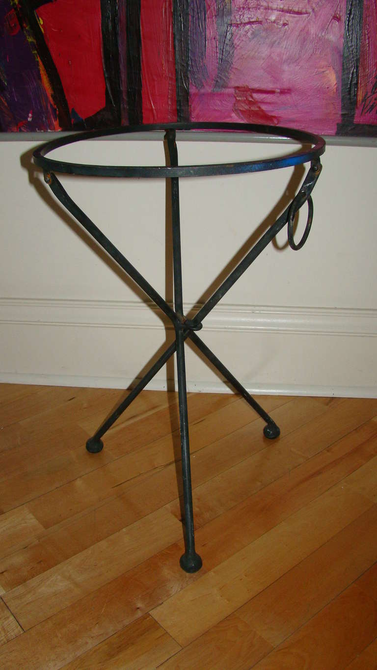 Tripod Mid Century Folding Iron Garden Side Table at 1stDibs