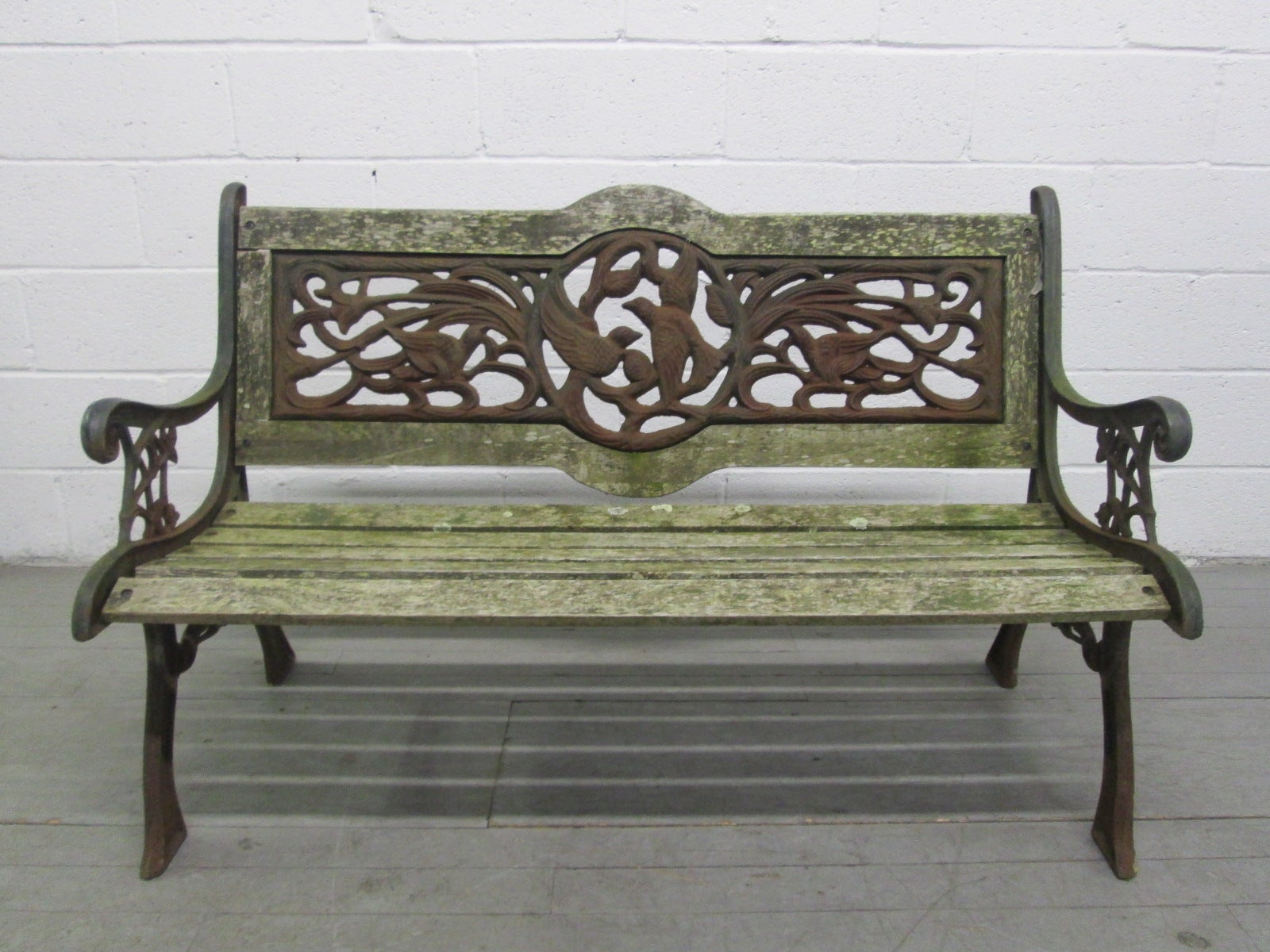 Vintage Wrought Iron Garden Bench at 1stDibs