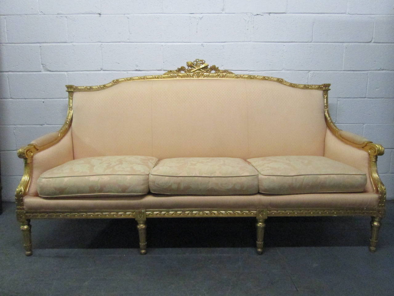 Gilt Louis XIV Style Sofa For Sale at 1stdibs