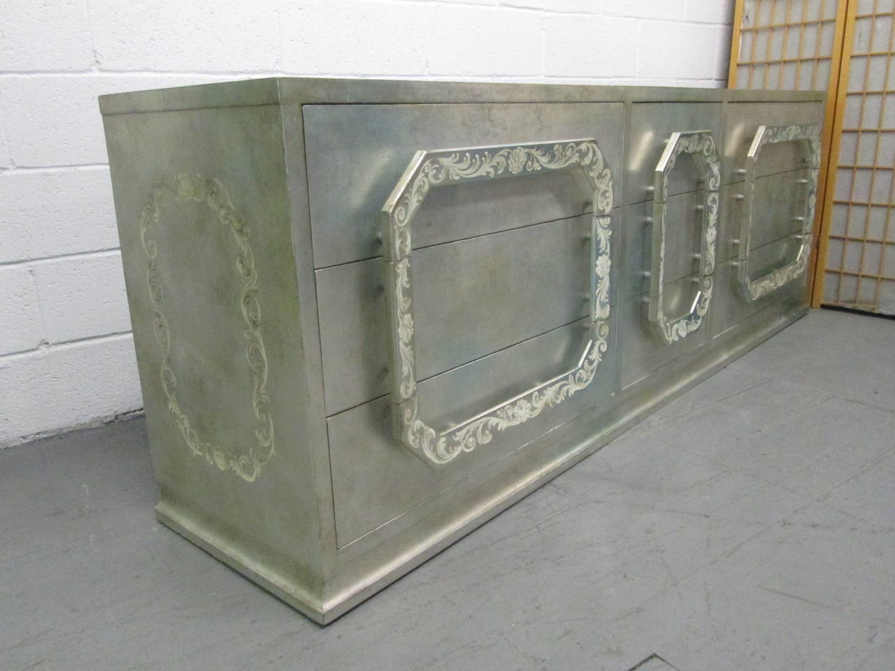 Silver Leaf Dresser in the style of James Mont For Sale at 1stdibs