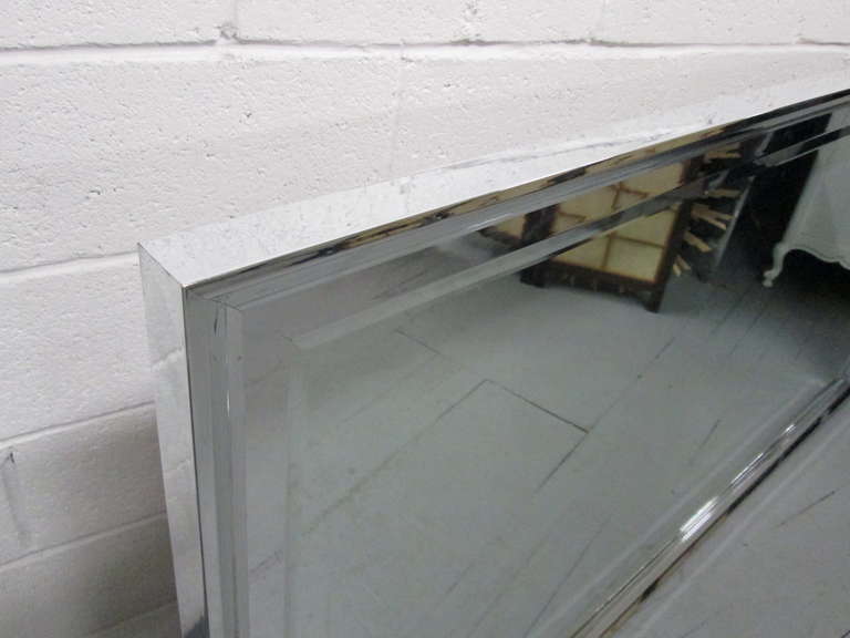 Large Chrome Framed Beveled Mirror at 1stDibs large chrome mirror
