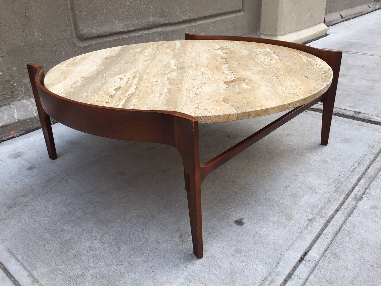 Coffee Table with Travertine Top at 1stDibs travertine table top