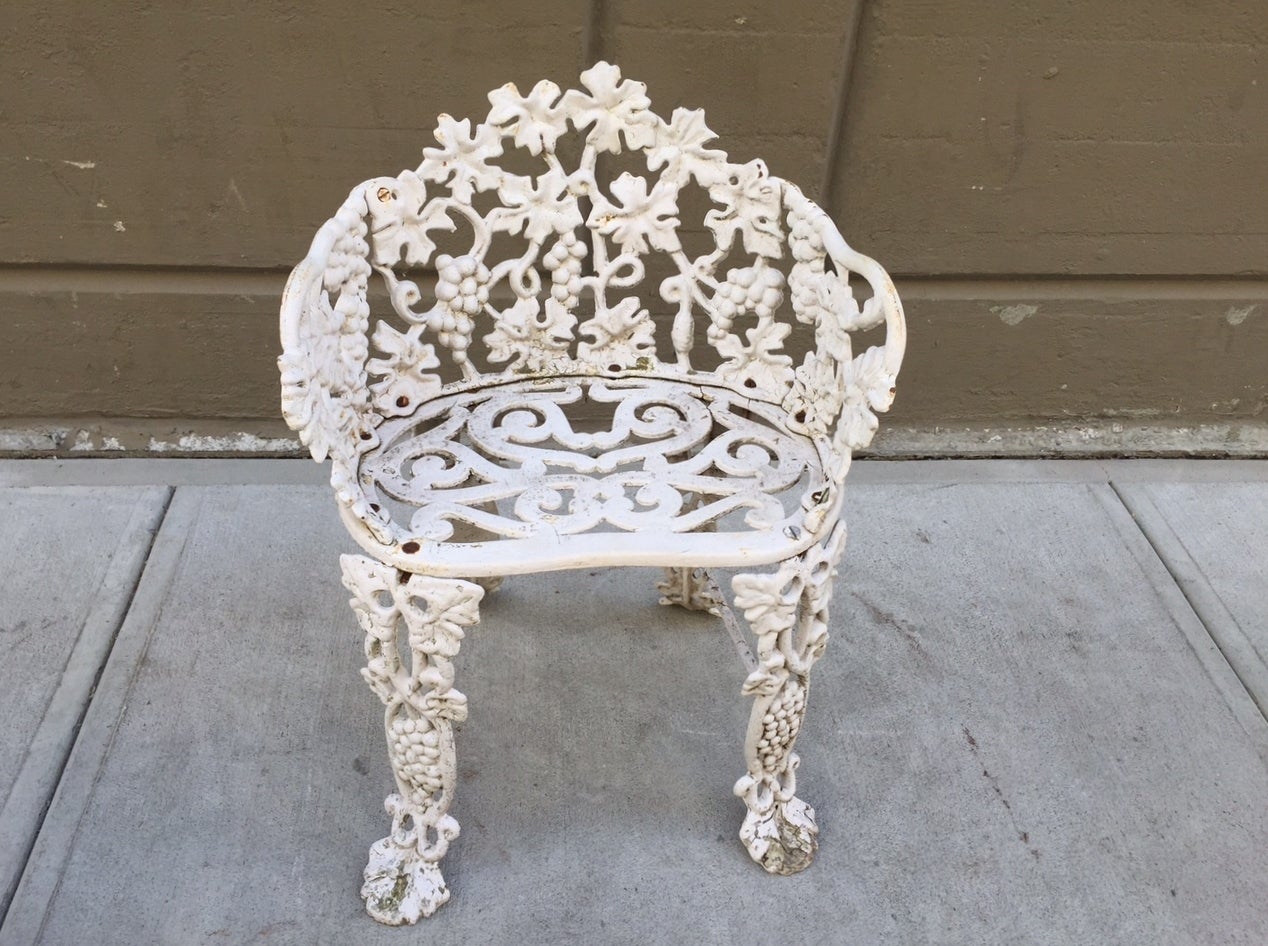 Pair of Vintage Cast Iron Garden Chairs For Sale at 1stdibs