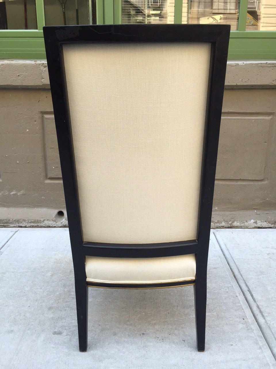Pair French Black and Gold Trim Side Chairs For Sale at 1stdibs