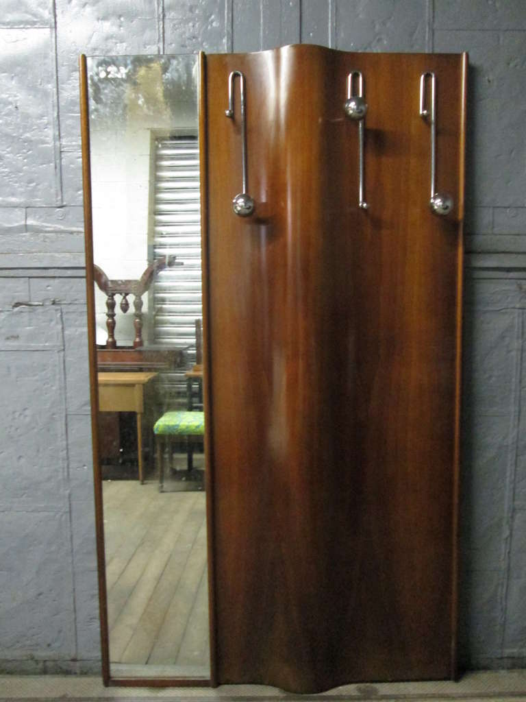 Italian WallMounted Coat Rack with Mirror For Sale at 1stdibs