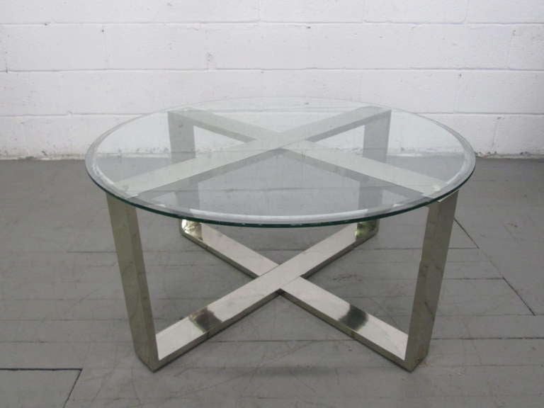 Chrome X Base Round Coffee Table at 1stDibs