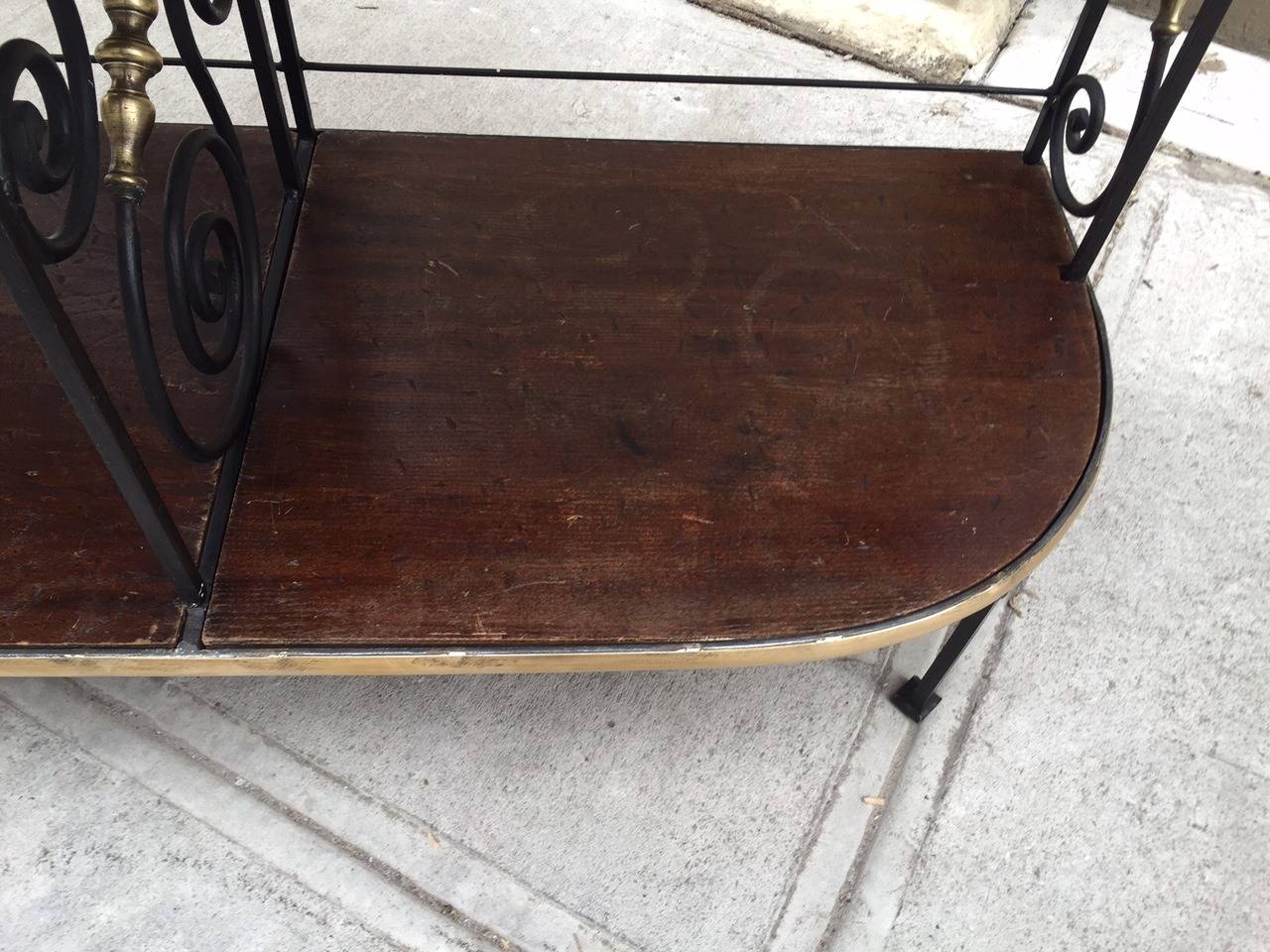 Large Antique French Iron and Brass Bakers Rack For Sale at 1stdibs