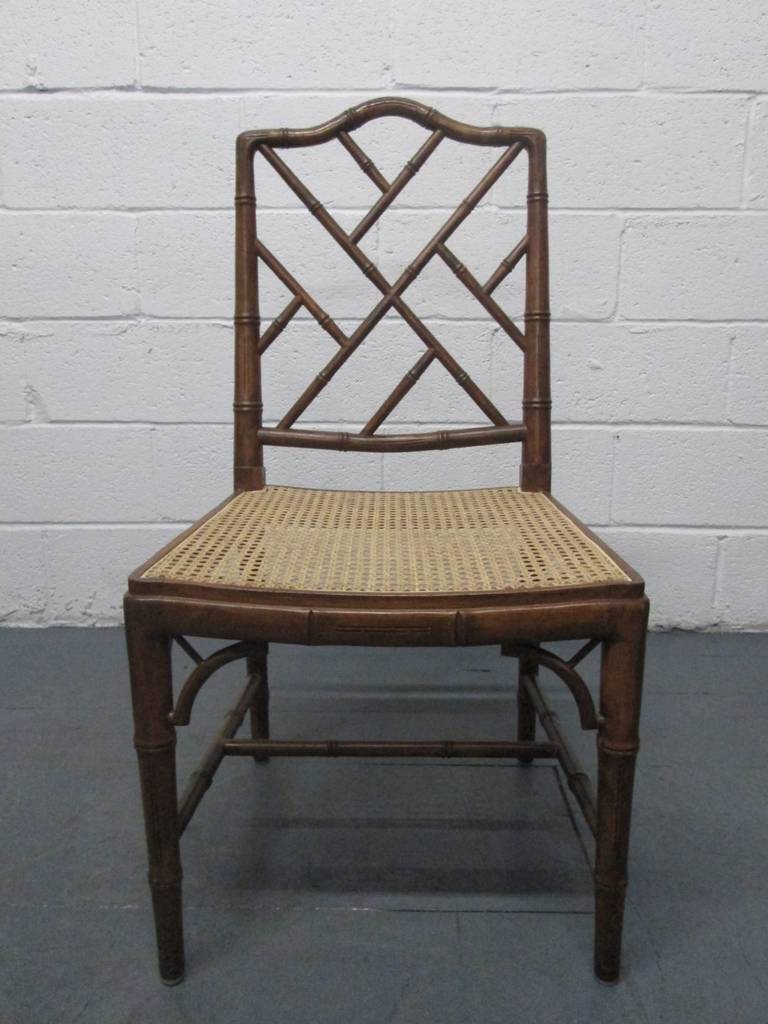 4 Faux Bamboo Chinese Chippendale Style Chairs For Sale at 1stdibs