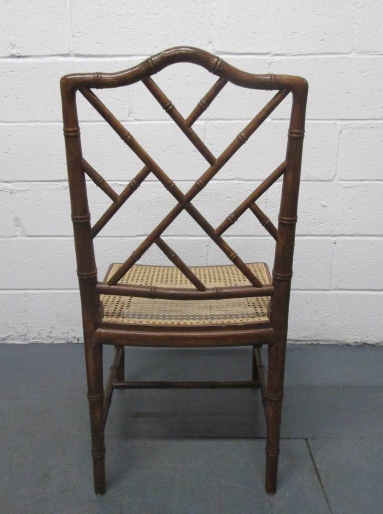 4 Faux Bamboo Chinese Chippendale Style Chairs For Sale at 1stdibs