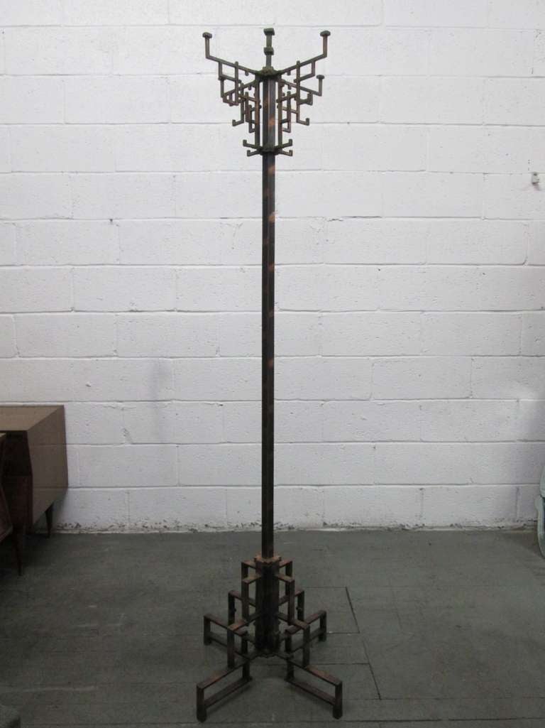 Coppered Steel Coat Tree Stand For Sale at 1stdibs
