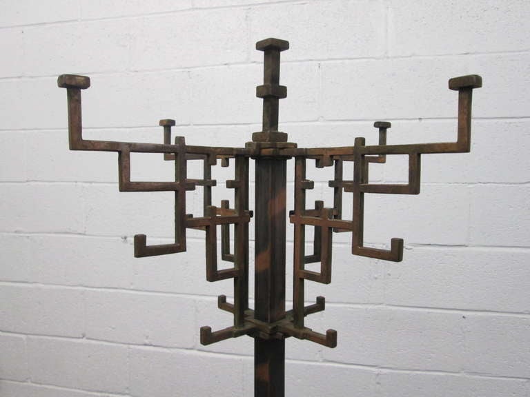 Coppered Steel Coat Tree Stand For Sale at 1stdibs