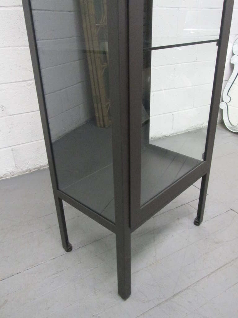 Tall Industrial Painted Metal and Glass Display at 1stDibs