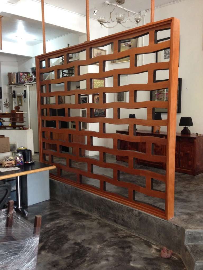 Original Flat Mahogany Screen/Room Divider 1950s at 1stdibs
