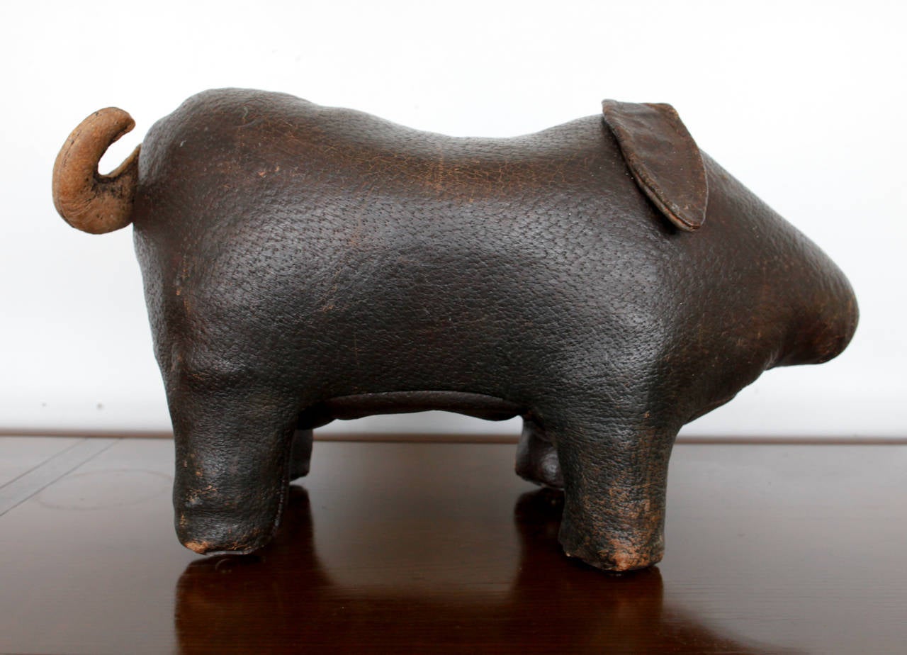 Vintage Leather Pig Animal Stool or Ottoman at 1stDibs leather animal