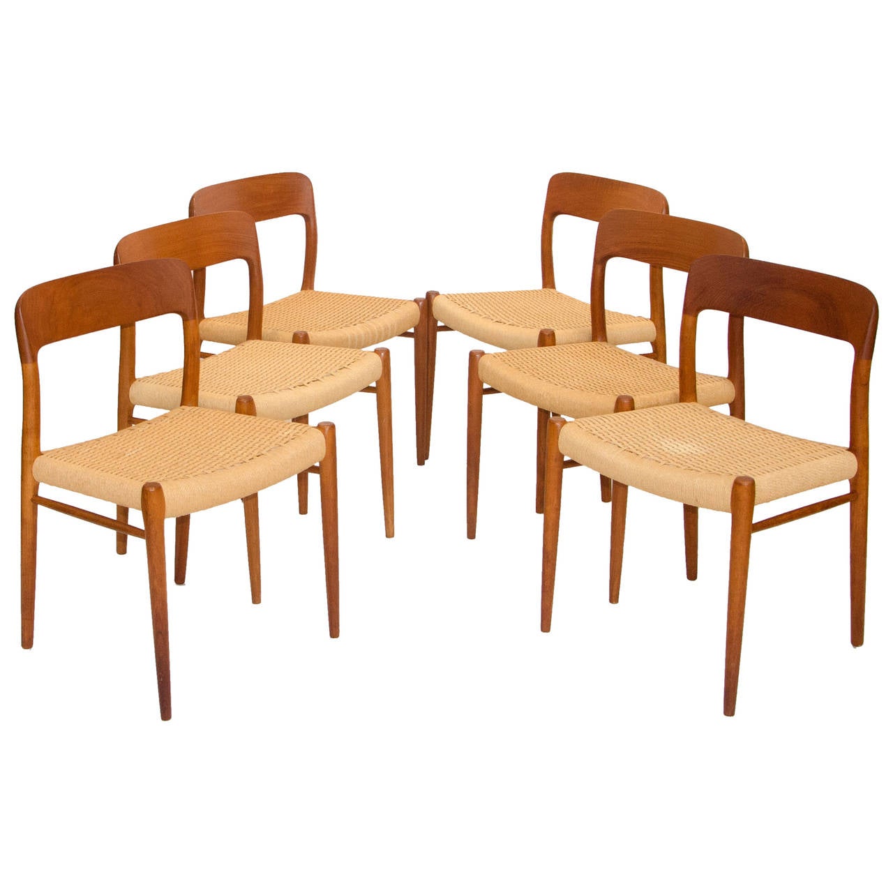 Four Danish Teak Dining Chairs, Niels Moller 75 at 1stdibs