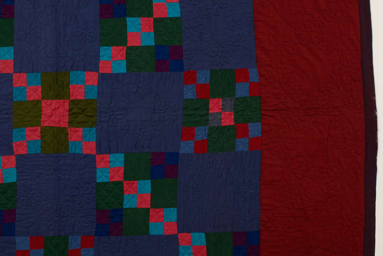 Lancaster County Amish Four Patch in Nine Patch Quilt For Sale at