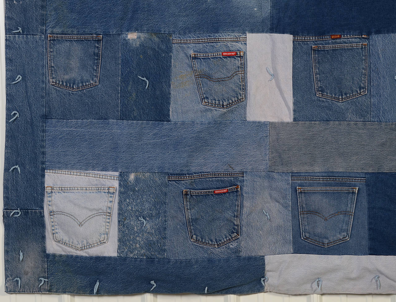 Denim Quilt with Jeans Pockets at 1stDibs jean pocket quilt, blue
