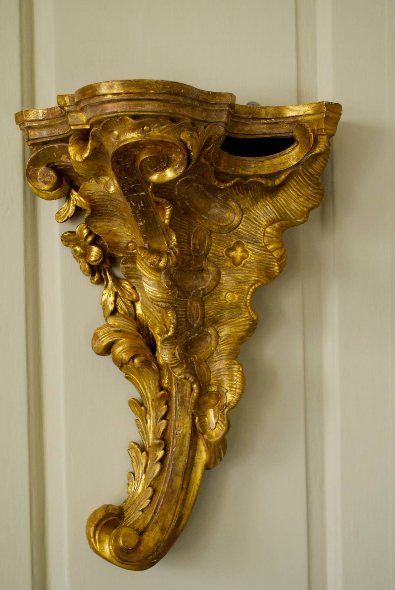 Pair of Carved Giltwood Wall Brackets at 1stDibs