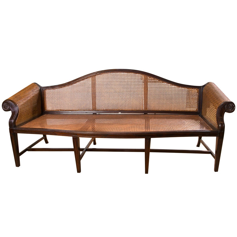 Chinese Export Rosewood Caned Sofa at 1stDibs