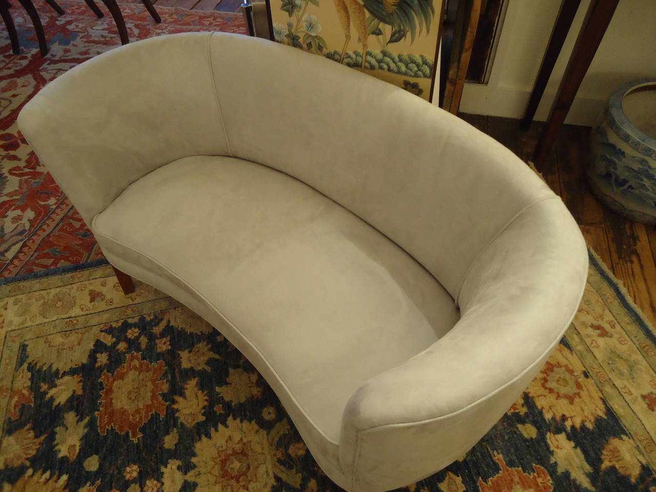 Curvy Grey Ultra Suede Loveseat or Settee at 1stDibs u shaped