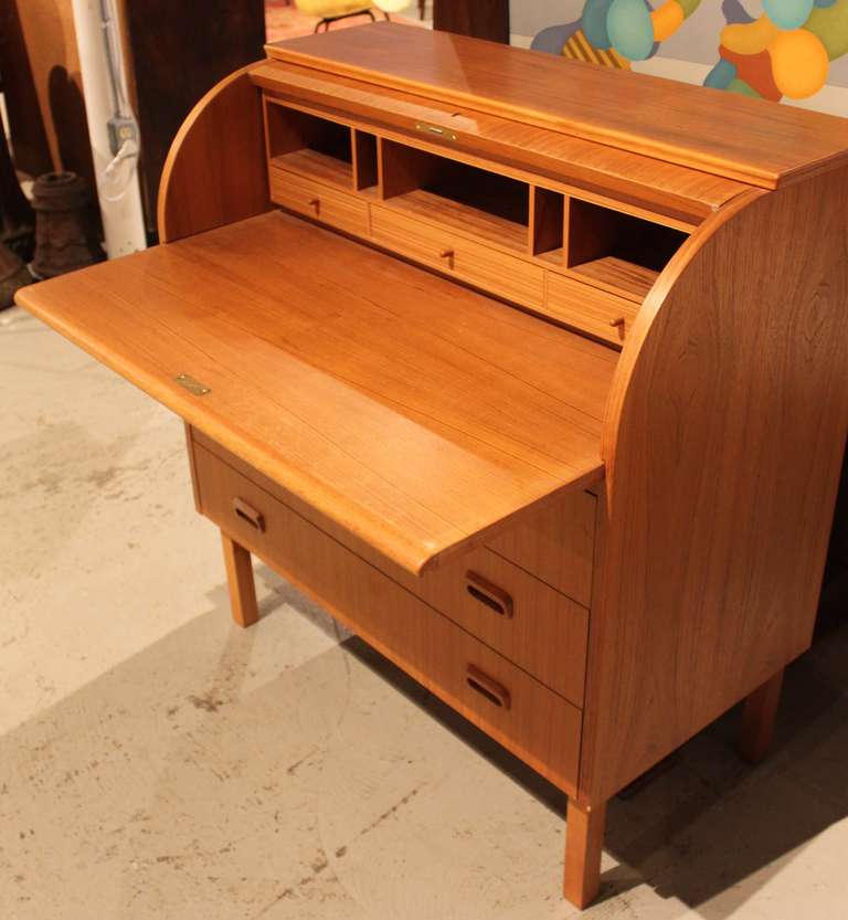 Danish Modern Teak RollTop Desk at 1stDibs danish roll top desk