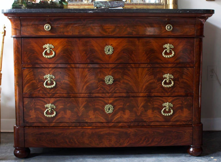 French Restauration Period Crotch Mahogany Commode at 1stDibs