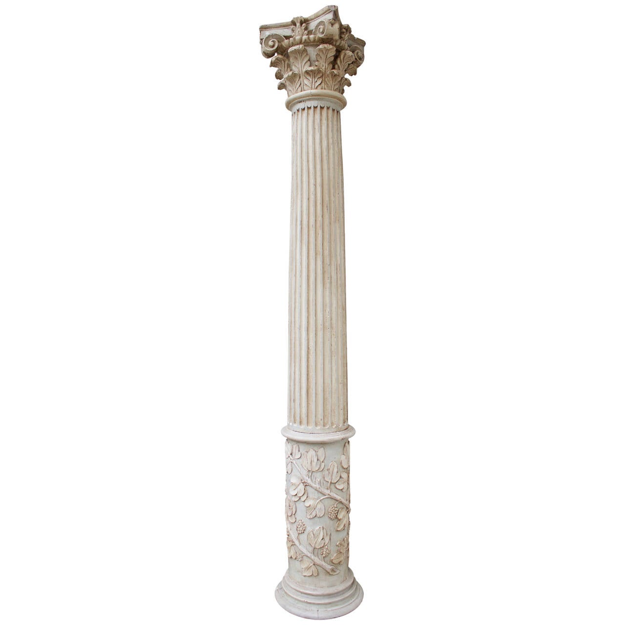 18th Century French Painted Fluted Column with Corinthian Capital at 1stDibs