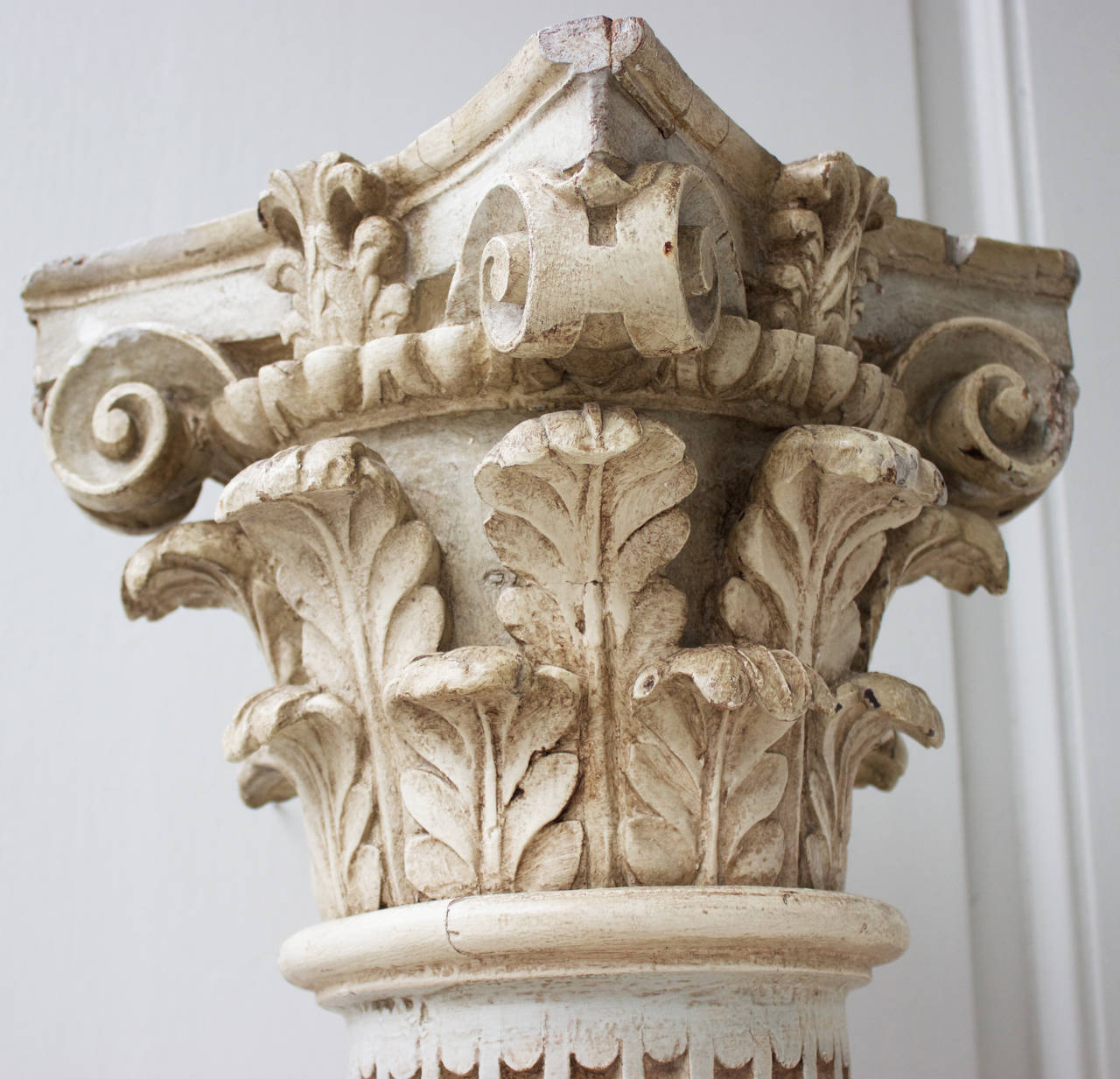 18th Century French Painted Fluted Column with Corinthian Capital at 1stDibs french column