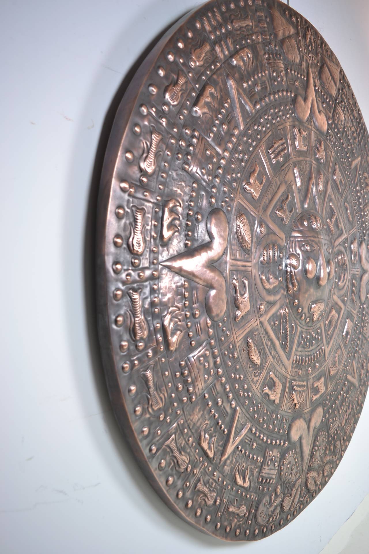 Very Large Copper Mayan Calendar at 1stDibs copper aztec calendar