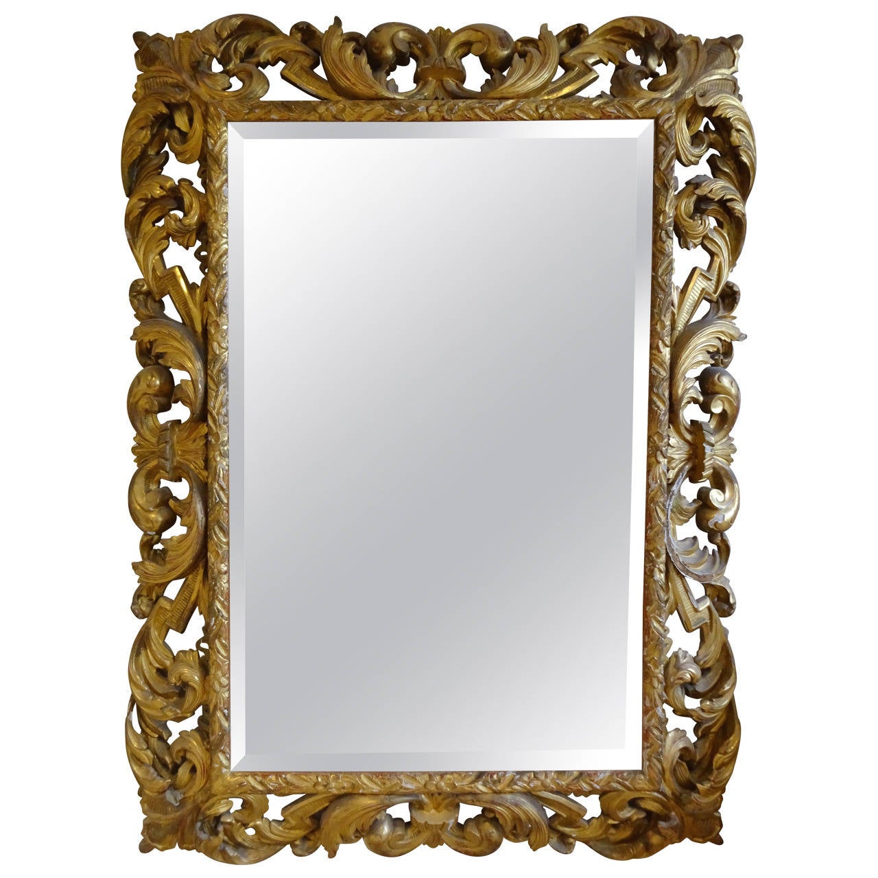 Massive Antique Carved Giltwood Mirror For Sale at 1stdibs