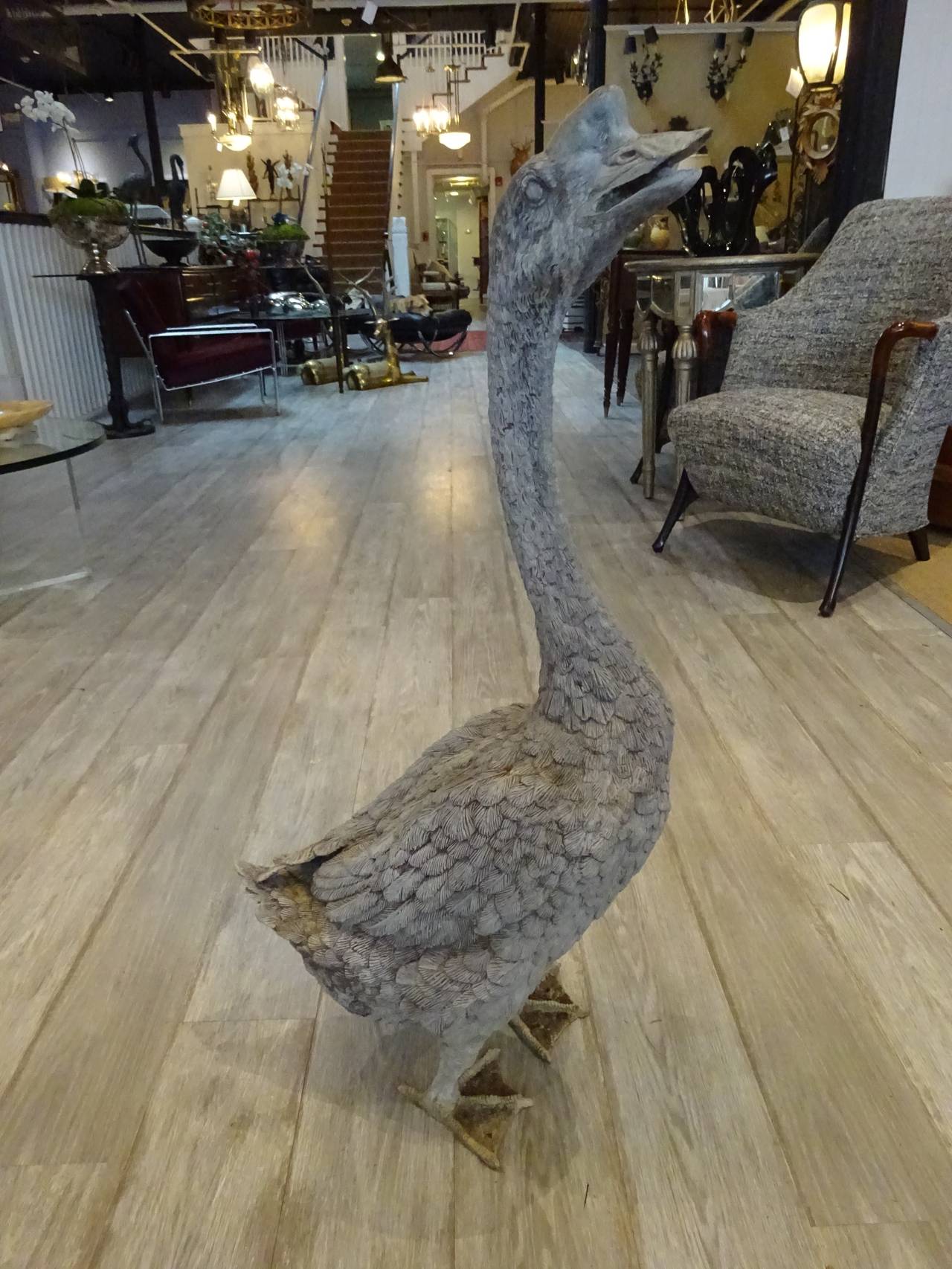 Pair of Bronze Geese Garden Statues at 1stDibs garden geese statues