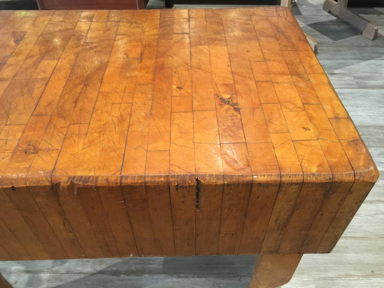 Large Vintage Butcher Block at 1stdibs