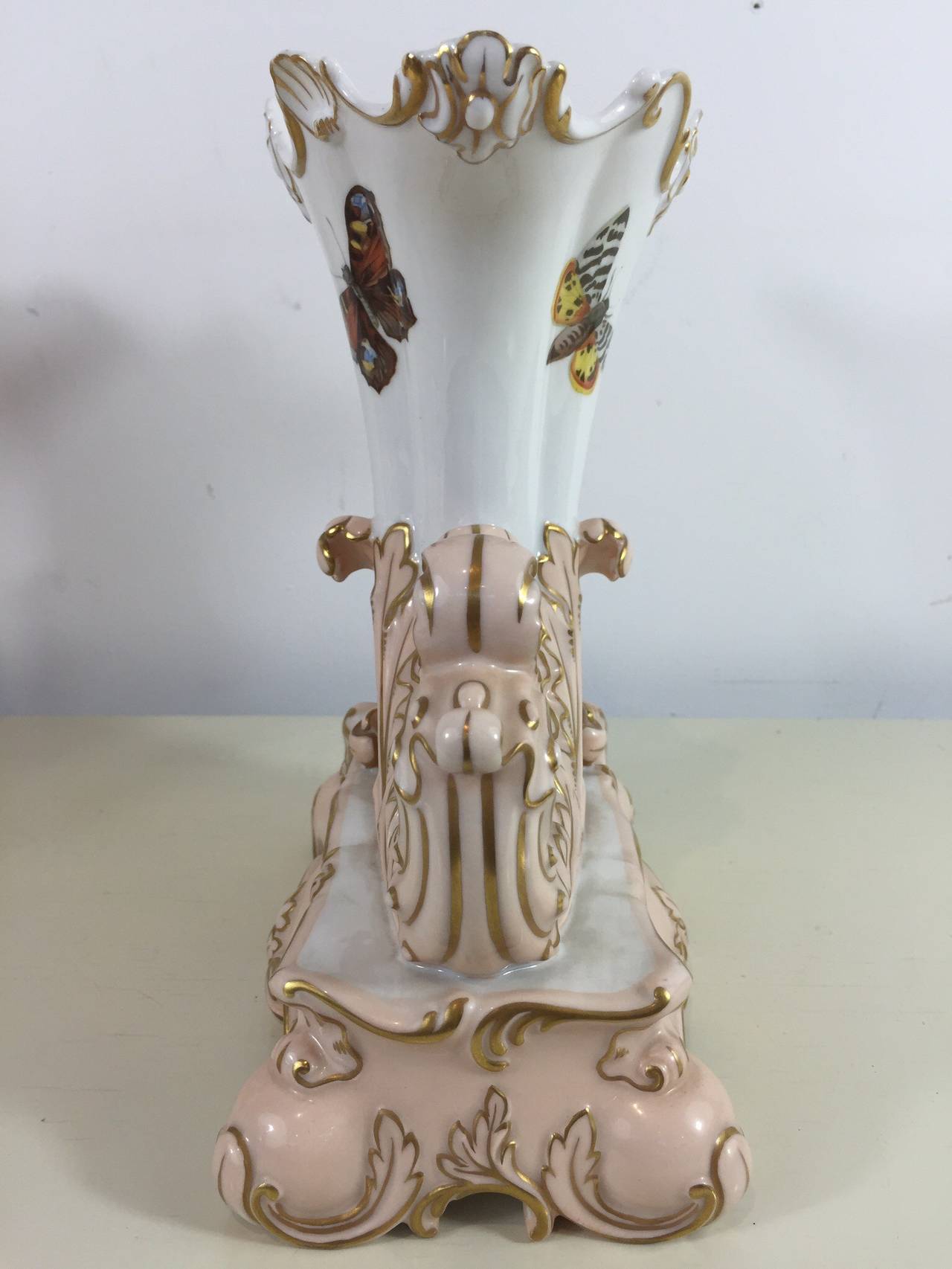 R and L Naturalistic Cornucopia Mantle Vases at 1stDibs