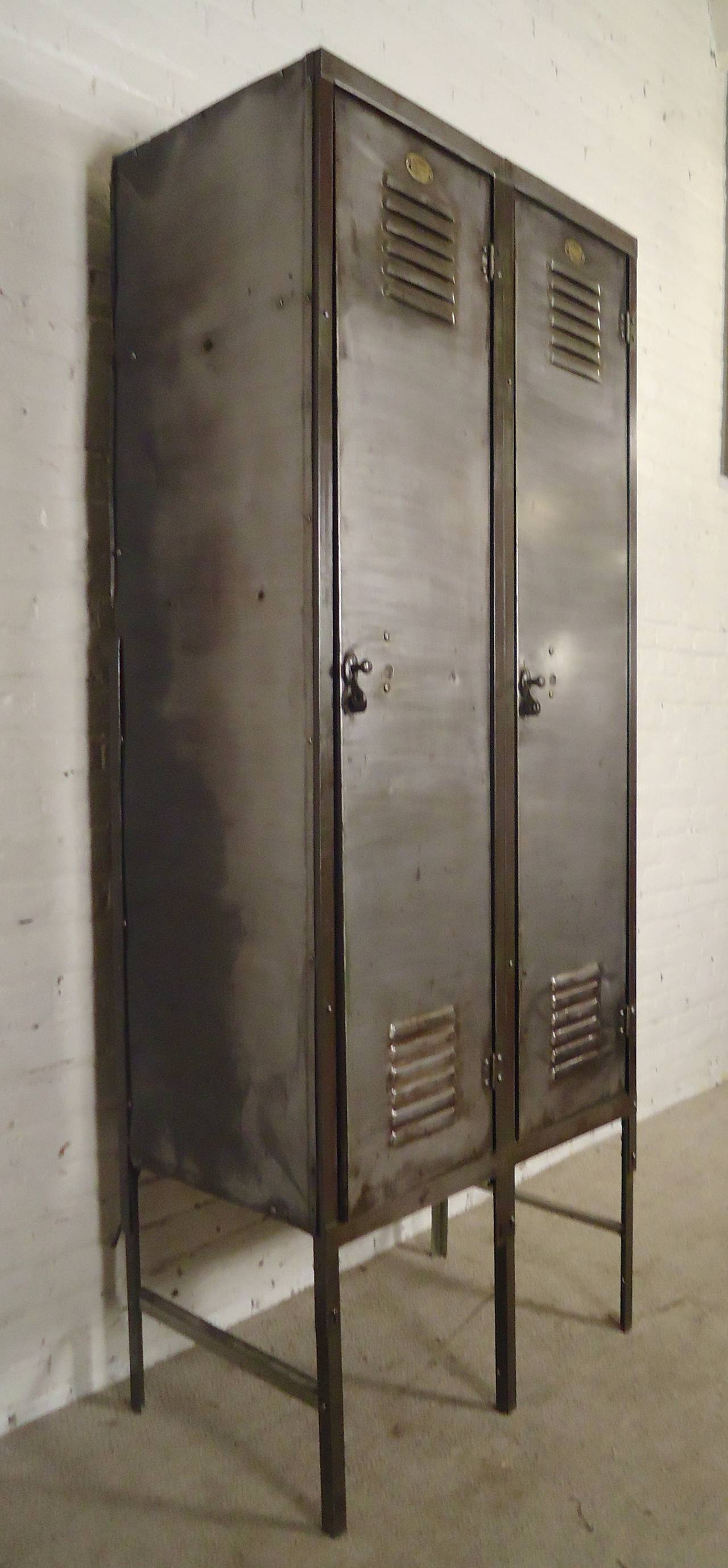 Large Refinished Metal Locker Unit at 1stDibs