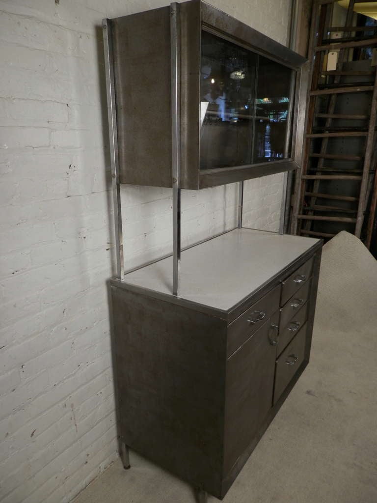 Rare Industrial Metal Hutch w/ Removable Top at 1stdibs