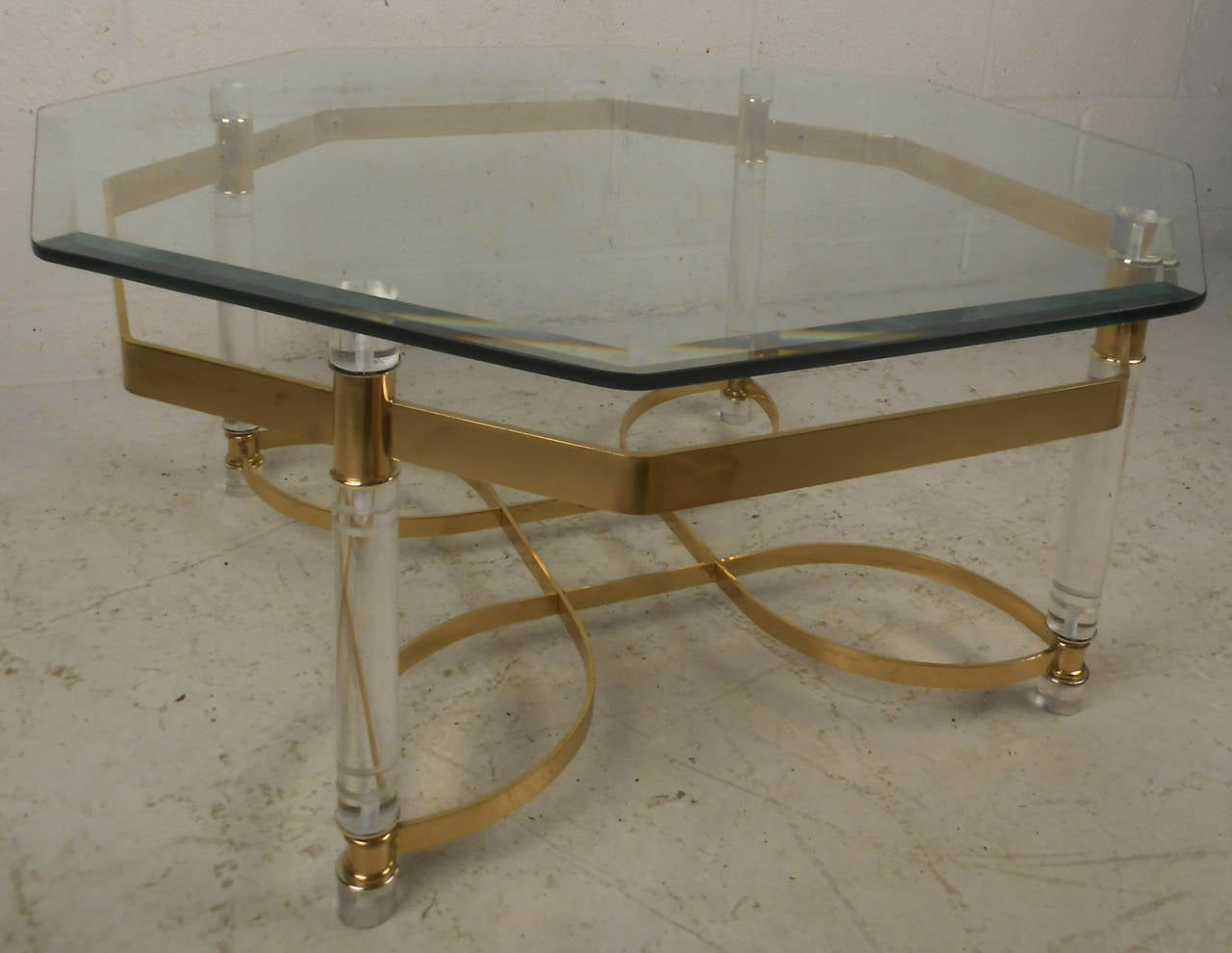 Vintage Lucite and Brass Coffee Table For Sale at 1stDibs lucite and
