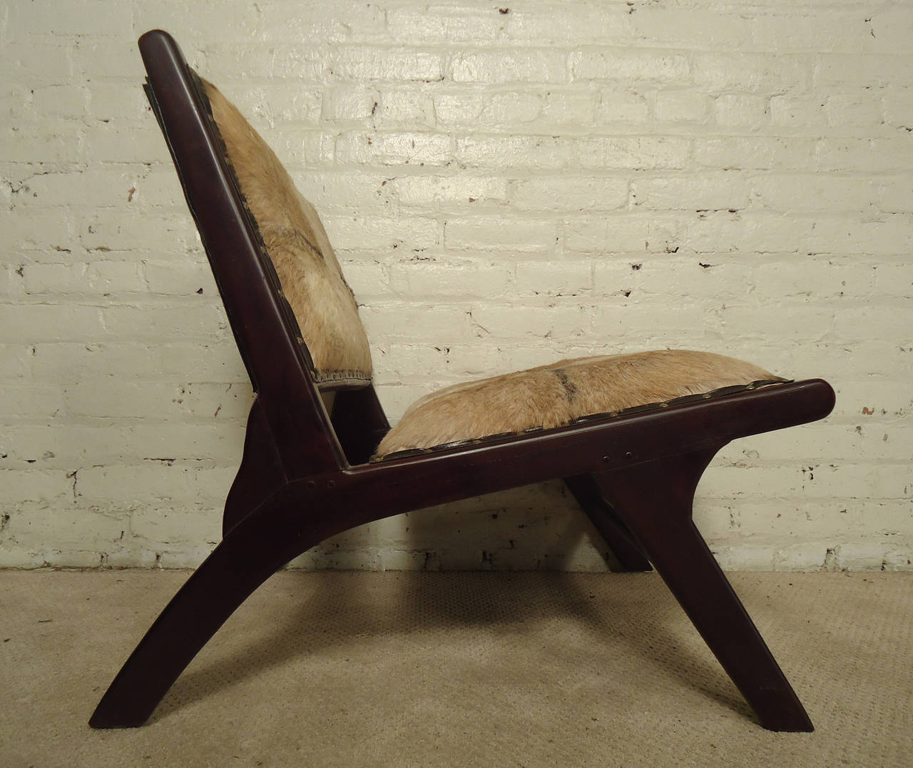 Pair of Mid Century Style Cowhide Covered Side Chairs at 1stDibs