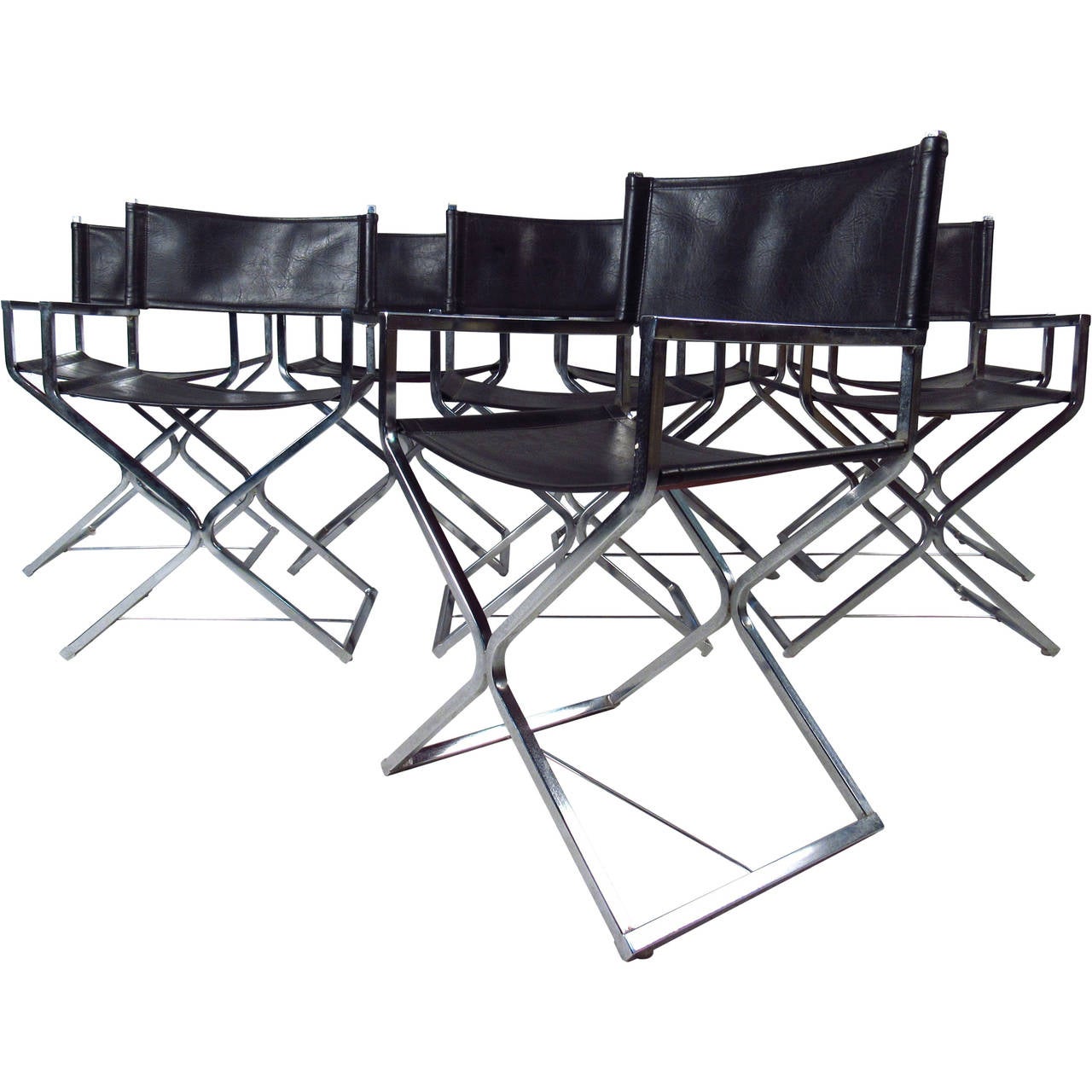 Mid Century Set of Chrome and Leather Director Style Chairs by Virtue For Sale at 1stDibs