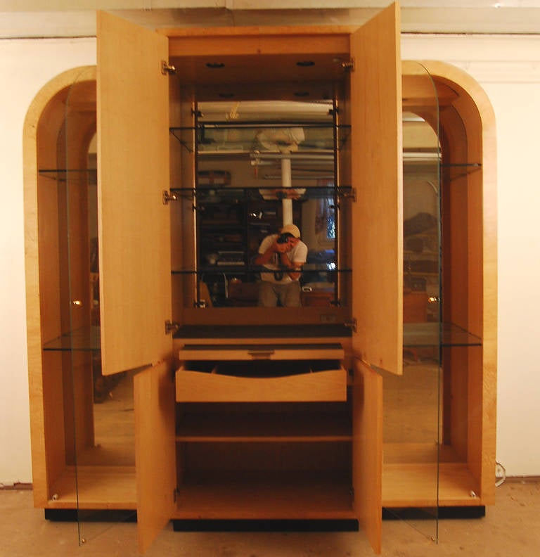 MidCentury Modern Style Olive Burl Dry Bar Display Vitrine by